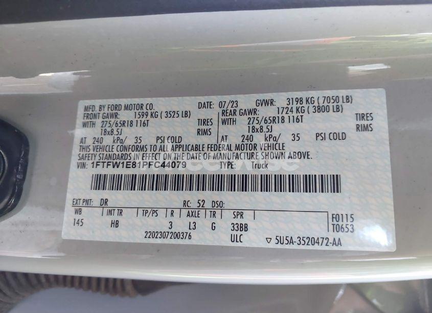 Photo 9 of 2023 Ford F-150 LARIAT (VIN 1FTFW1E81PFC44079)