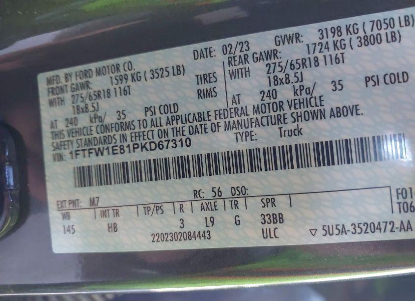 Photo 9 of 2023 Ford F-150 LARIAT (VIN 1FTFW1E81PKD67310)