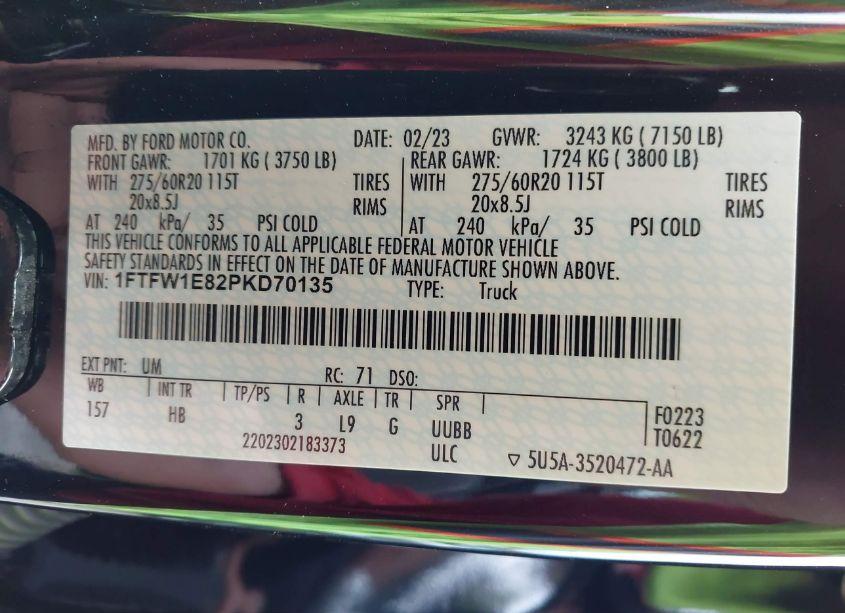 Photo 9 of 2023 Ford F-150 LARIAT (VIN 1FTFW1E82PKD70135)