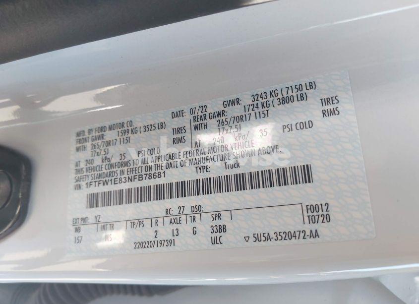 Photo 9 of 2022 Ford F-150 XLT (VIN 1FTFW1E83NFB78681)