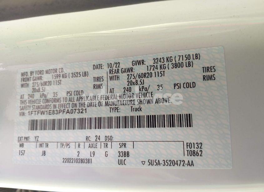 Photo 9 of 2023 Ford F-150 XL (VIN 1FTFW1E83PFA07321)