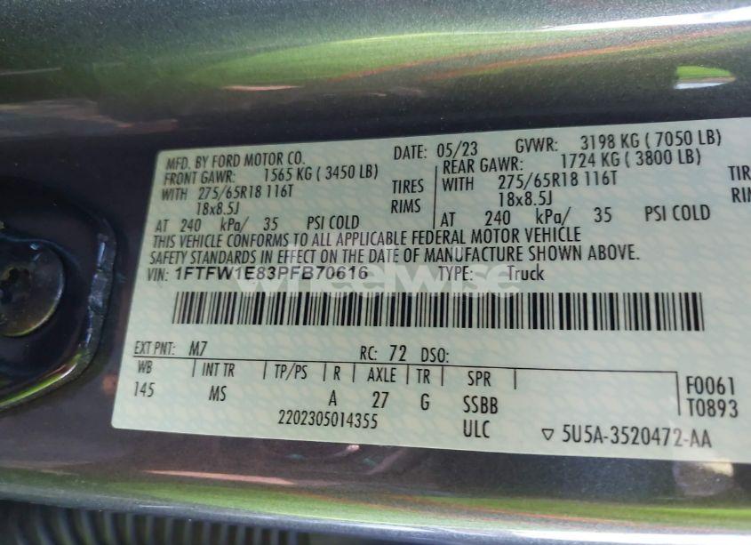 Photo 9 of 2023 Ford F-150 XLT (VIN 1FTFW1E83PFB70616)