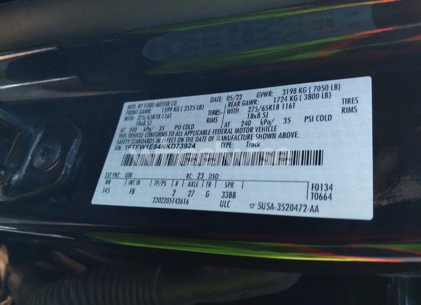 Photo 9 of 2022 Ford F-150 XLT (VIN 1FTFW1E84NKD73924)