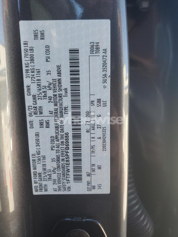 Photo 12 of 2023 FORD F150 SUPERCREW (VIN 1FTFW1E85PFB69886)