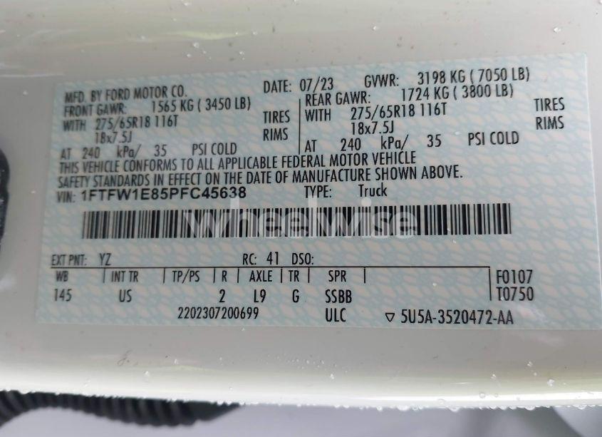 Photo 9 of 2023 Ford F-150 XLT (VIN 1FTFW1E85PFC45638)