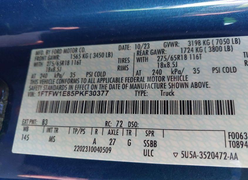 Photo 9 of 2023 Ford F-150 XLT (VIN 1FTFW1E85PKF30377)