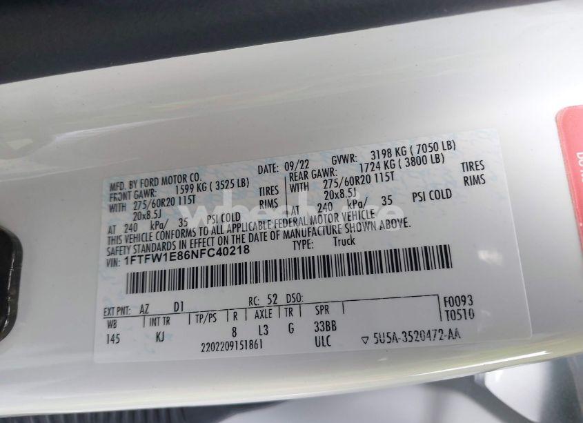 Photo 9 of 2022 Ford F-150 KING RANCH (VIN 1FTFW1E86NFC40218)