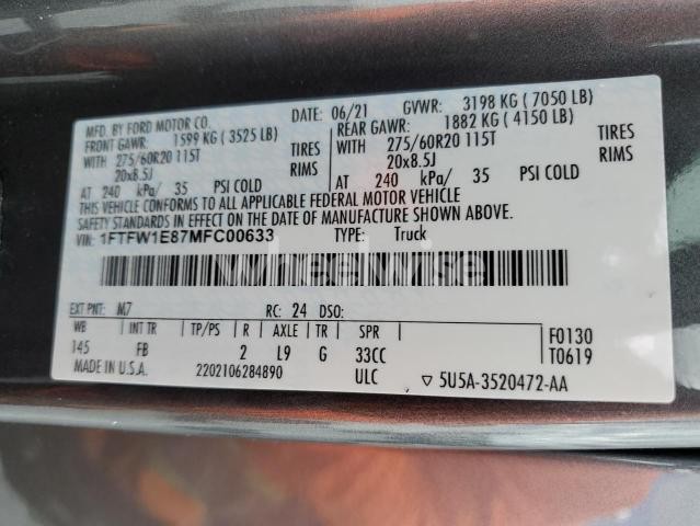 Photo 4 of 2021 FORD F150 SUPERCREW (VIN 1FTFW1E87MFC00633)