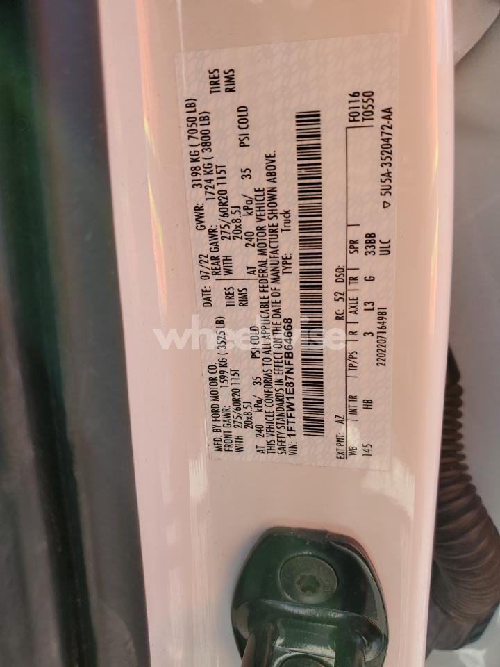 Photo 12 of 2022 FORD F150 SUPERCREW (VIN 1FTFW1E87NFB64668)