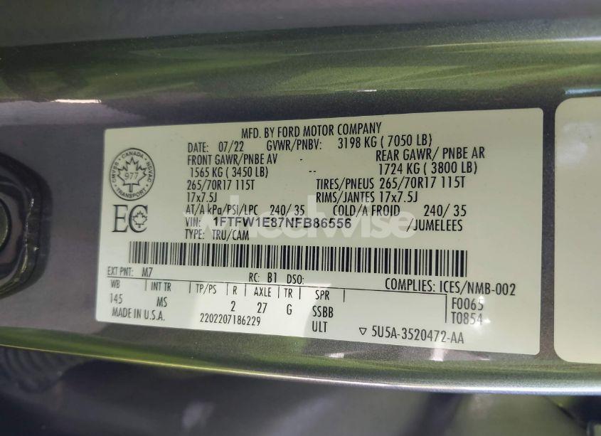 Photo 9 of 2022 Ford F-150 XLT (VIN 1FTFW1E87NFB86556)