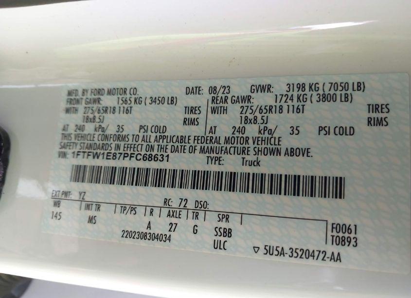 Photo 9 of 2023 Ford F-150 XLT (VIN 1FTFW1E87PFC68631)