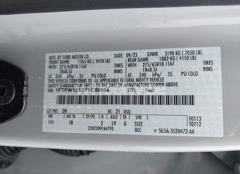 Photo 9 of 2023 Ford F-150 XLT (VIN 1FTFW1E87PFC80004)