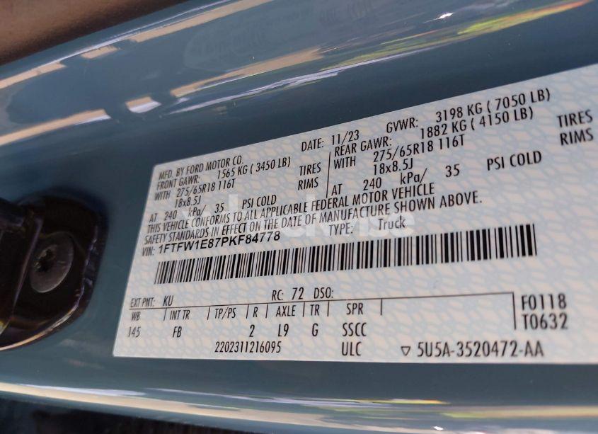 Photo 9 of 2023 Ford F-150 XLT (VIN 1FTFW1E87PKF84778)