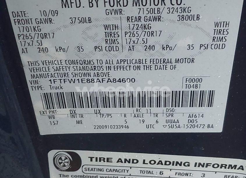 Photo 9 of 2010 Ford F-150 XL/XLT (VIN 1FTFW1E88AFA84600)