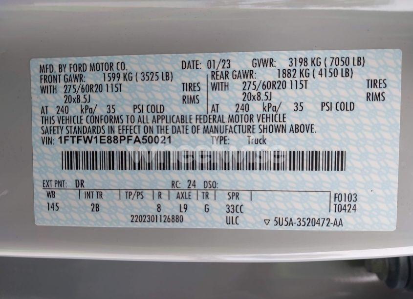 Photo 9 of 2023 Ford F-150 LARIAT (VIN 1FTFW1E88PFA50021)