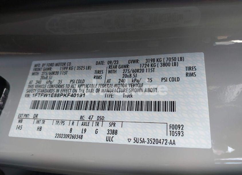 Photo 9 of 2023 Ford F-150 LARIAT (VIN 1FTFW1E88PKF40191)