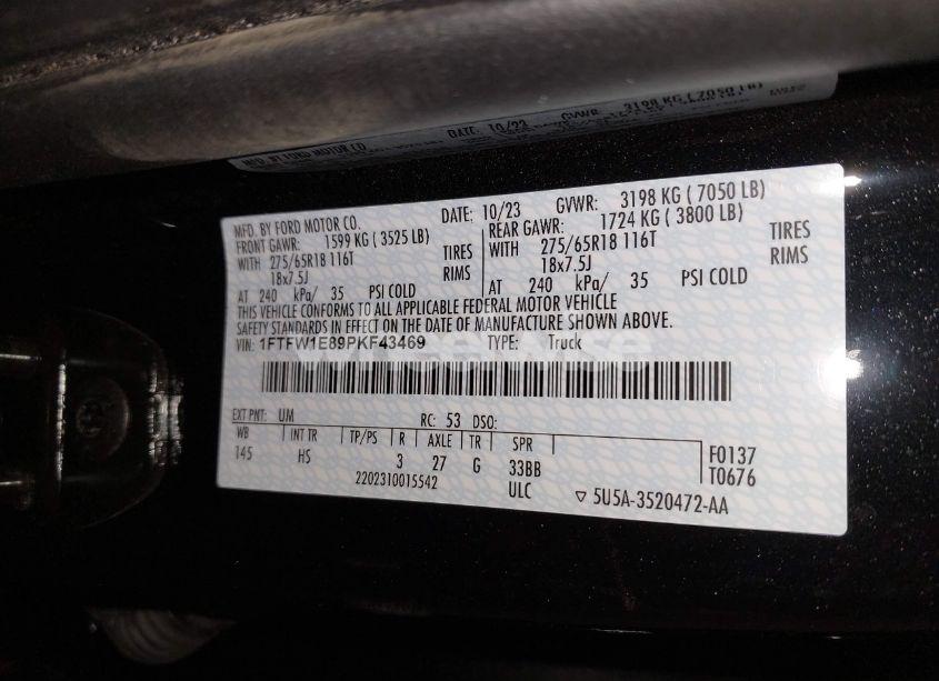 Photo 9 of 2023 Ford F-150 LARIAT (VIN 1FTFW1E89PKF43469)