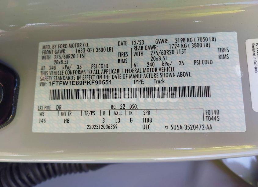 Photo 9 of 2023 Ford F-150 LARIAT (VIN 1FTFW1E89PKF90551)