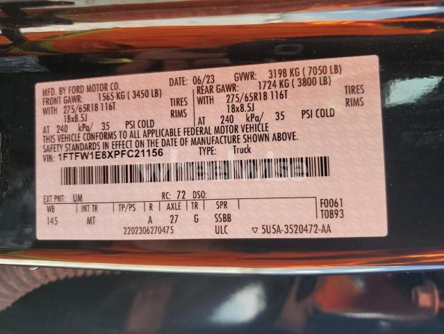 Photo 8 of 2023 FORD F150 SUPERCREW (VIN 1FTFW1E8XPFC21156)