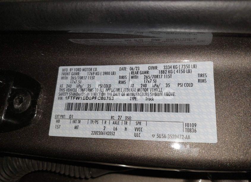 Photo 9 of 2023 Ford F-150 XLT (VIN 1FTFW1ED0PFC08753)