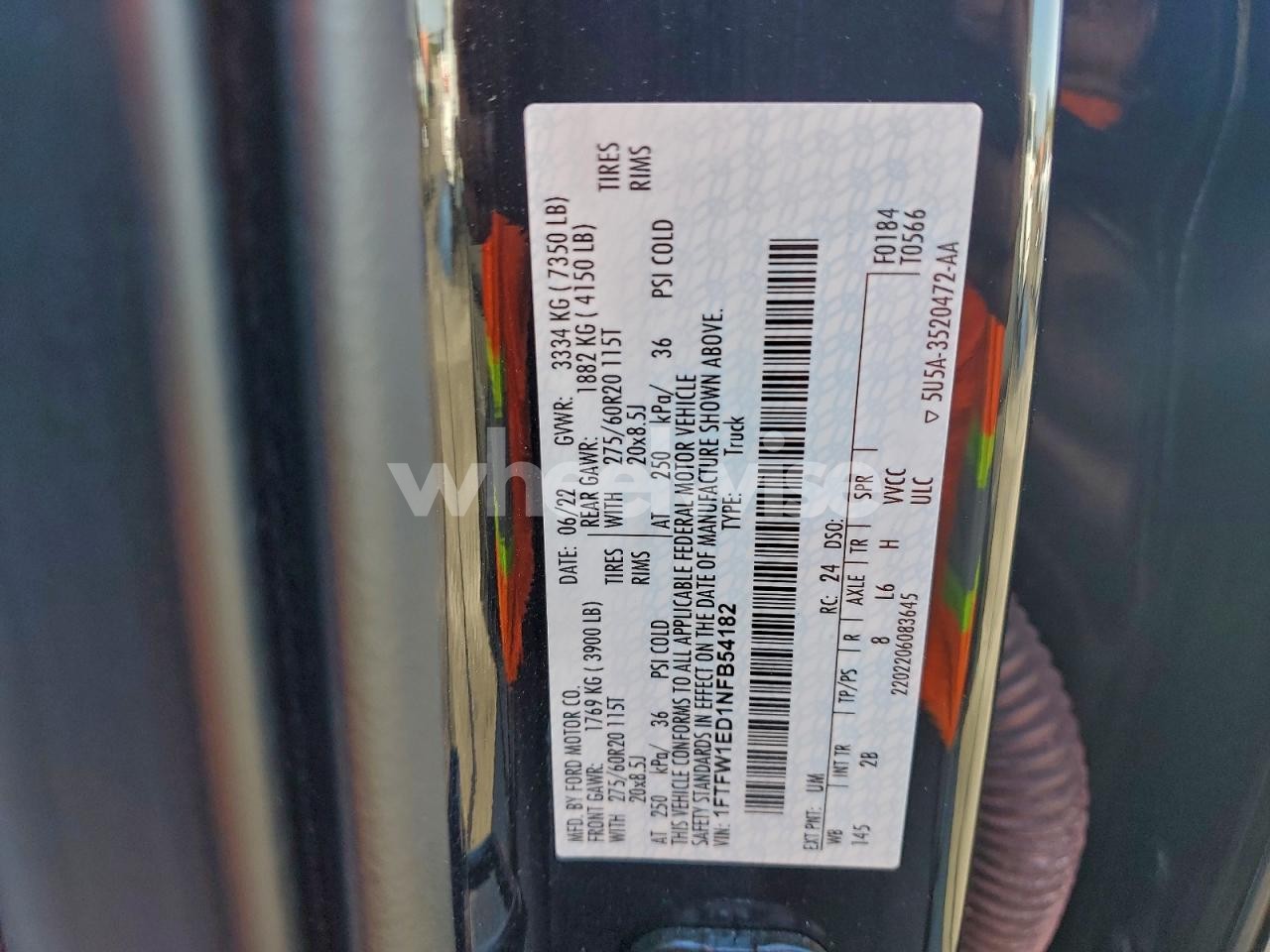 Photo 12 of 2022 FORD F150 SUPERCREW (VIN 1FTFW1ED1NFB54182)