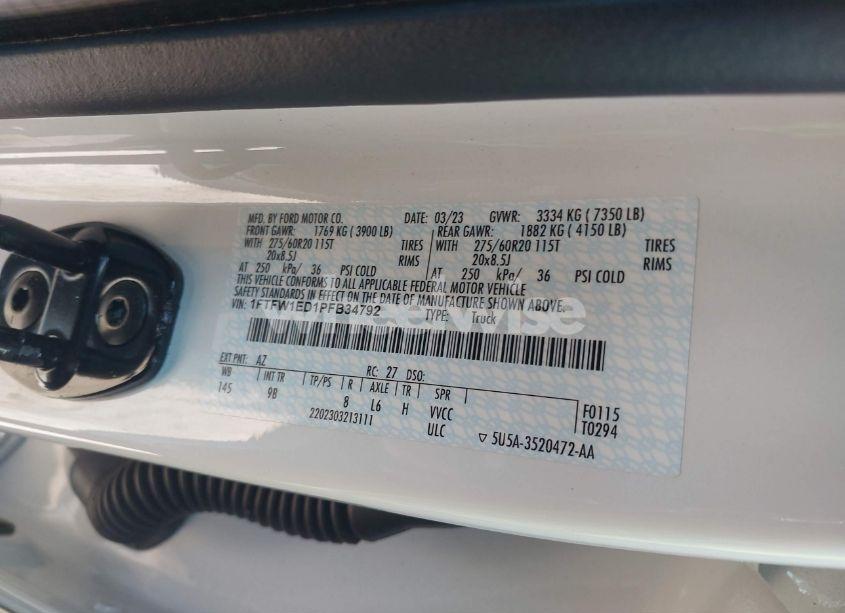 Photo 9 of 2023 Ford F-150 PLATINUM (VIN 1FTFW1ED1PFB34792)