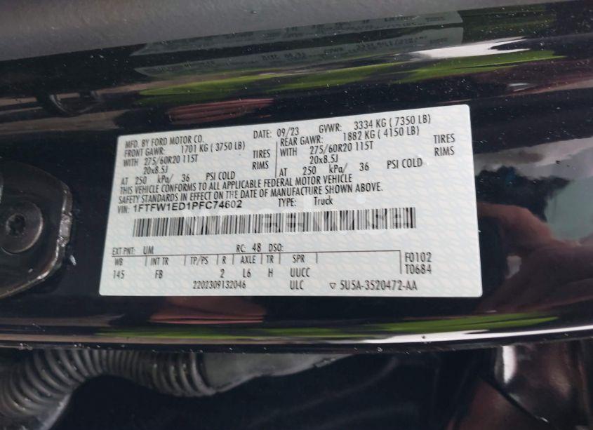 Photo 9 of 2023 Ford F-150 XLT (VIN 1FTFW1ED1PFC74602)