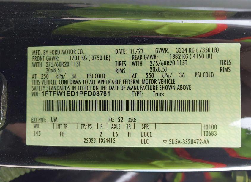 Photo 9 of 2023 Ford F-150 XLT (VIN 1FTFW1ED1PFD08781)