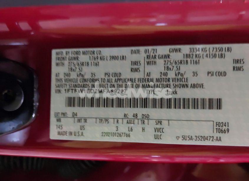 Photo 9 of 2021 Ford F-150 XLT (VIN 1FTFW1ED2MFA89227)