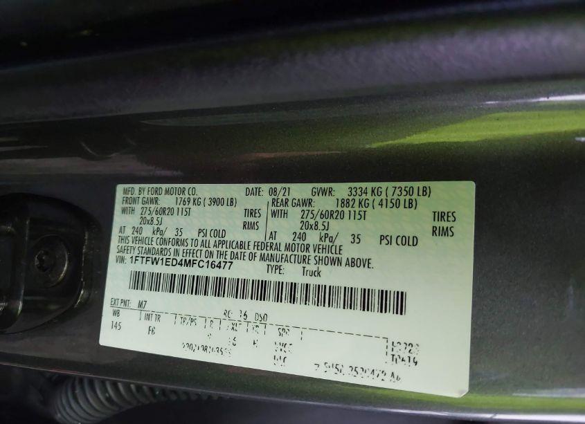 Photo 9 of 2021 Ford F-150 XLT (VIN 1FTFW1ED4MFC16477)