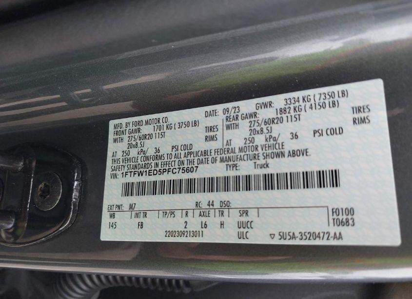 Photo 9 of 2023 Ford F-150 XLT (VIN 1FTFW1ED5PFC75607)