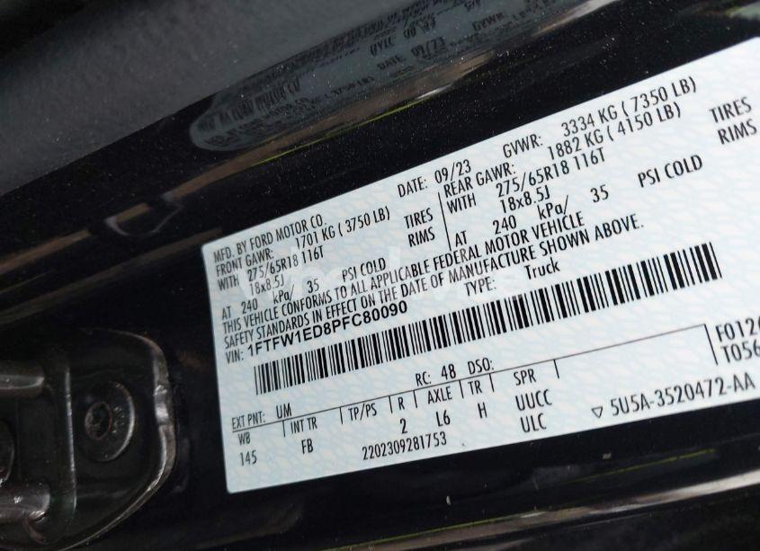Photo 9 of 2023 Ford F-150 XLT (VIN 1FTFW1ED8PFC80090)