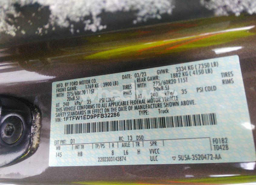 Photo 9 of 2023 Ford F-150 LARIAT (VIN 1FTFW1ED9PFB32286)