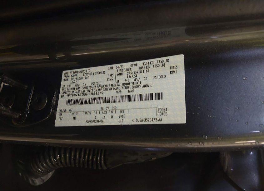 Photo 9 of 2023 Ford F-150 XLT (VIN 1FTFW1ED9PFB51579)