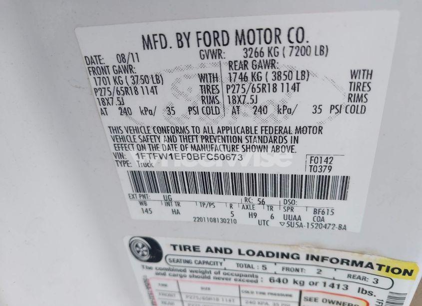 Photo 9 of 2011 Ford F-150 LARIAT (VIN 1FTFW1EF0BFC50673)