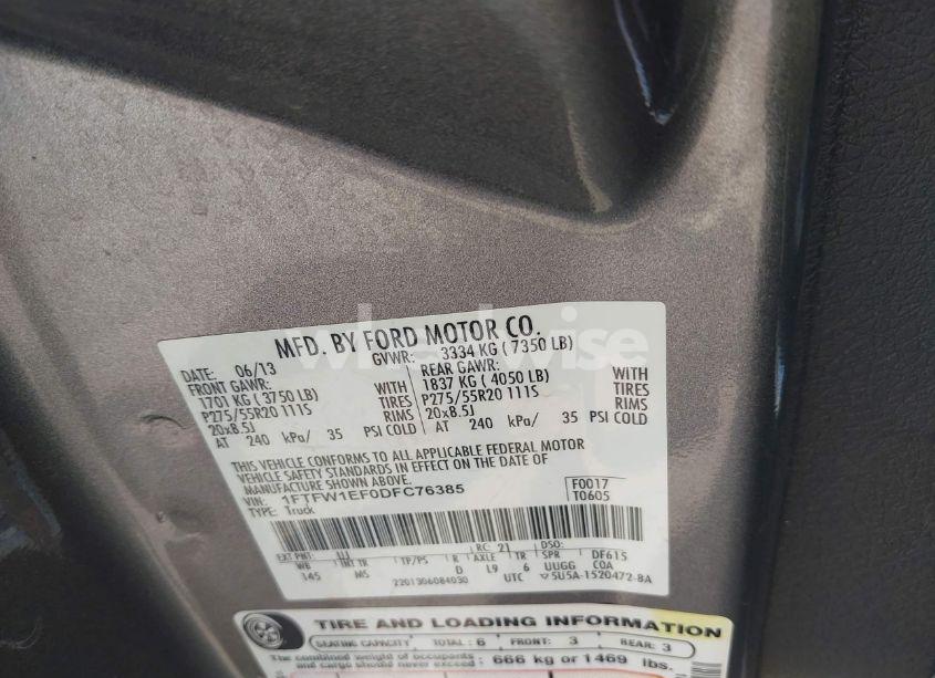 Photo 9 of 2013 Ford F-150 XLT (VIN 1FTFW1EF0DFC76385)