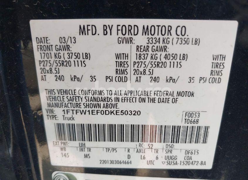 Photo 9 of 2013 Ford F-150 XLT (VIN 1FTFW1EF0DKE50320)