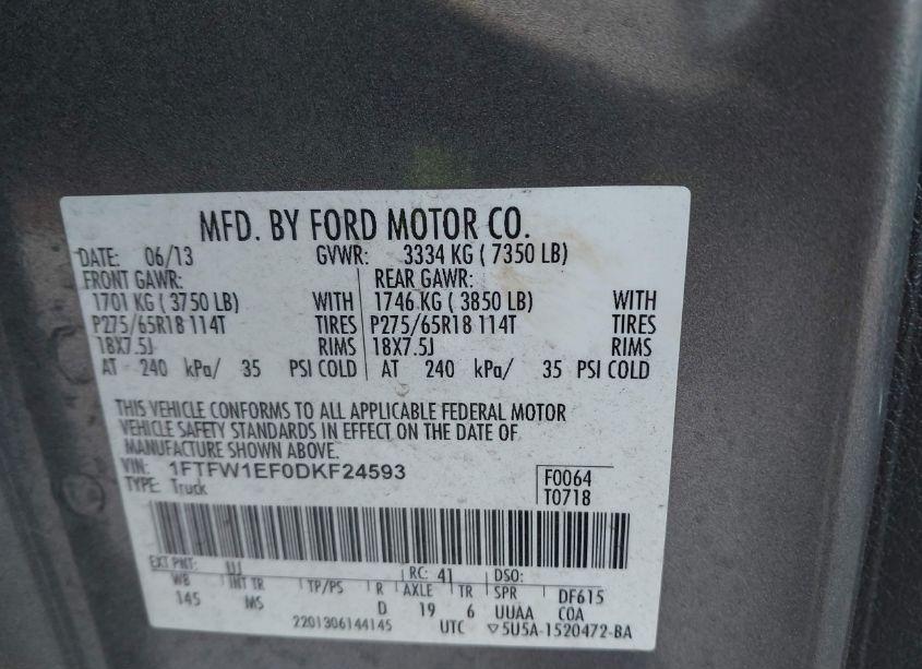 Photo 9 of 2013 Ford F-150 XLT (VIN 1FTFW1EF0DKF24593)