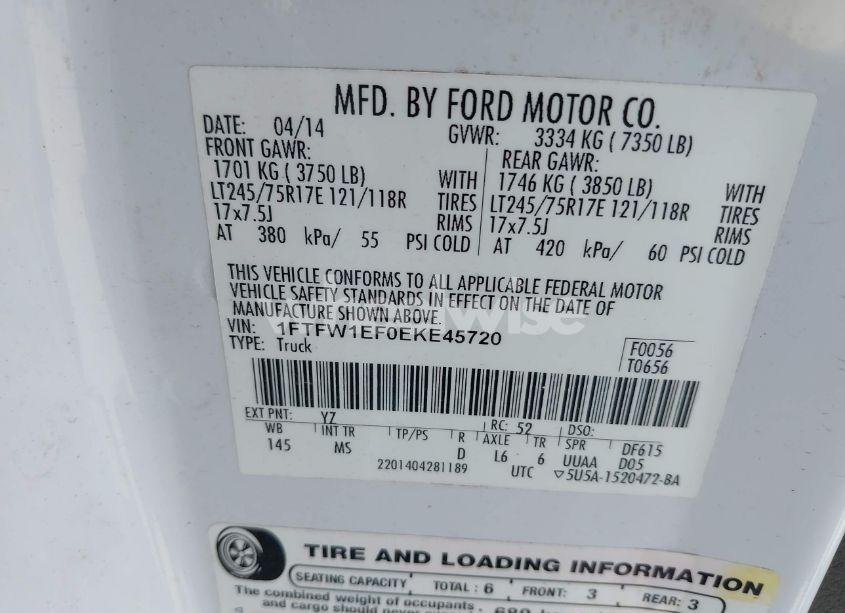 Photo 9 of 2014 Ford F-150 XLT (VIN 1FTFW1EF0EKE45720)