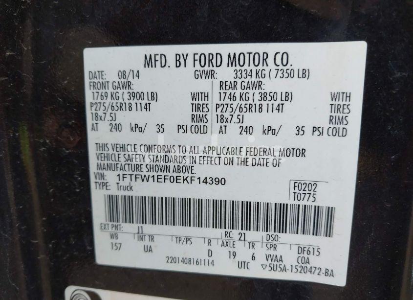 Photo 9 of 2014 Ford F-150 XLT (VIN 1FTFW1EF0EKF14390)