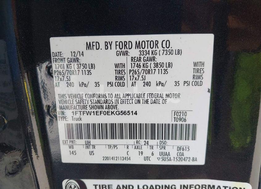 Photo 9 of 2014 Ford F-150 XLT (VIN 1FTFW1EF0EKG56514)