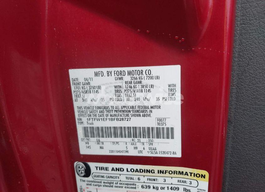 Photo 9 of 2011 Ford F-150 XLT (VIN 1FTFW1EF1BFB28727)