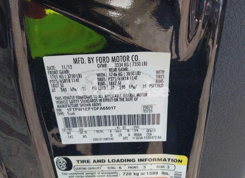 Photo 9 of 2013 Ford F-150 XLT (VIN 1FTFW1EF1DFA65017)