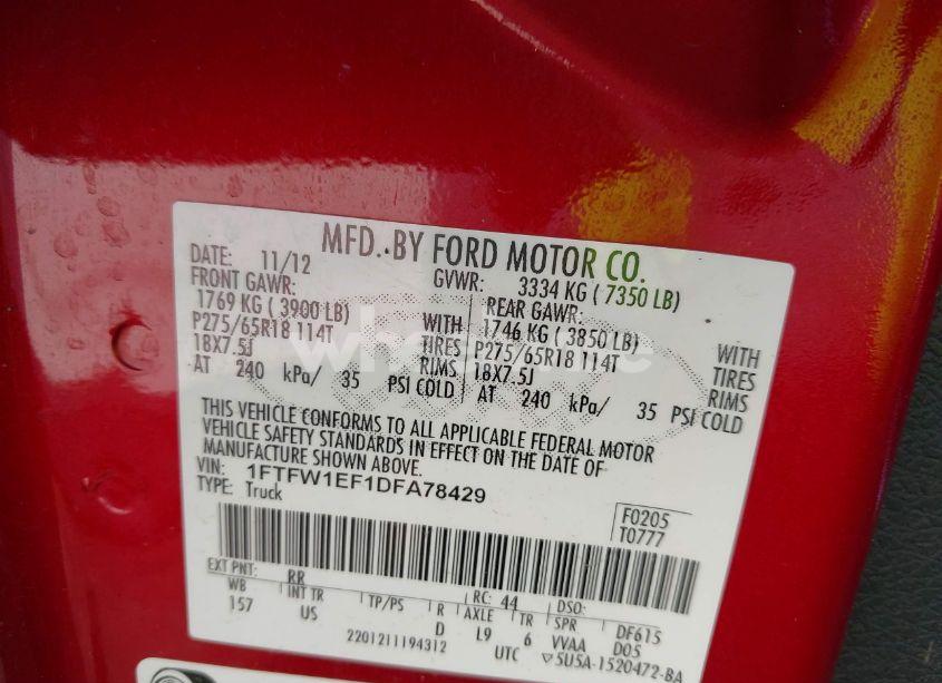 Photo 9 of 2013 Ford F-150 XLT (VIN 1FTFW1EF1DFA78429)