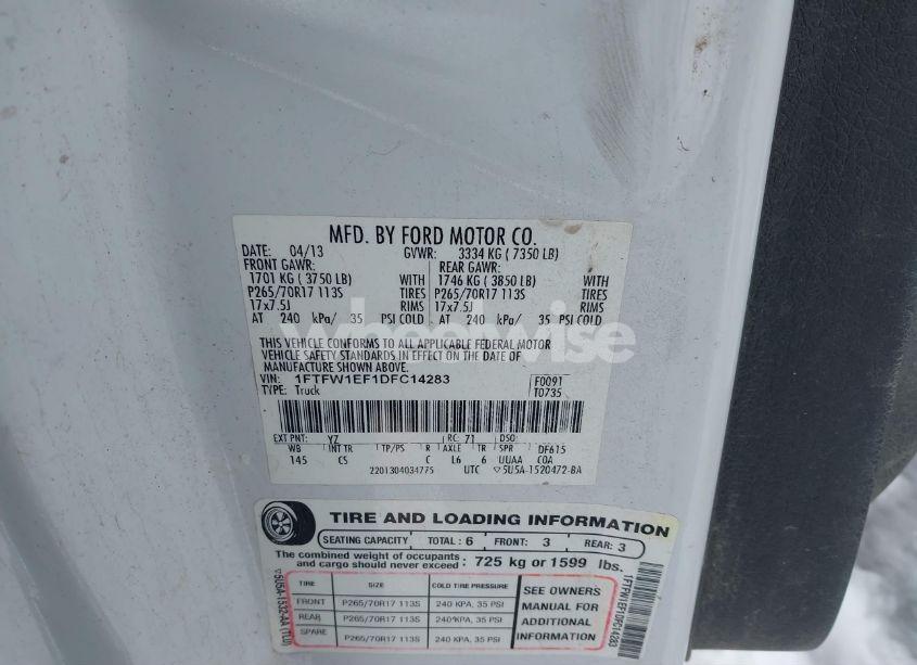 Photo 9 of 2013 Ford F-150 XL (VIN 1FTFW1EF1DFC14283)