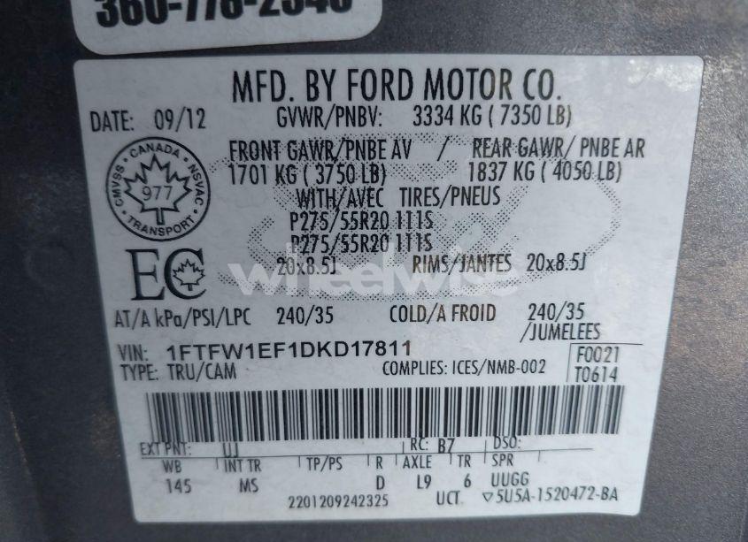 Photo 9 of 2013 Ford F-150 XLT (VIN 1FTFW1EF1DKD17811)