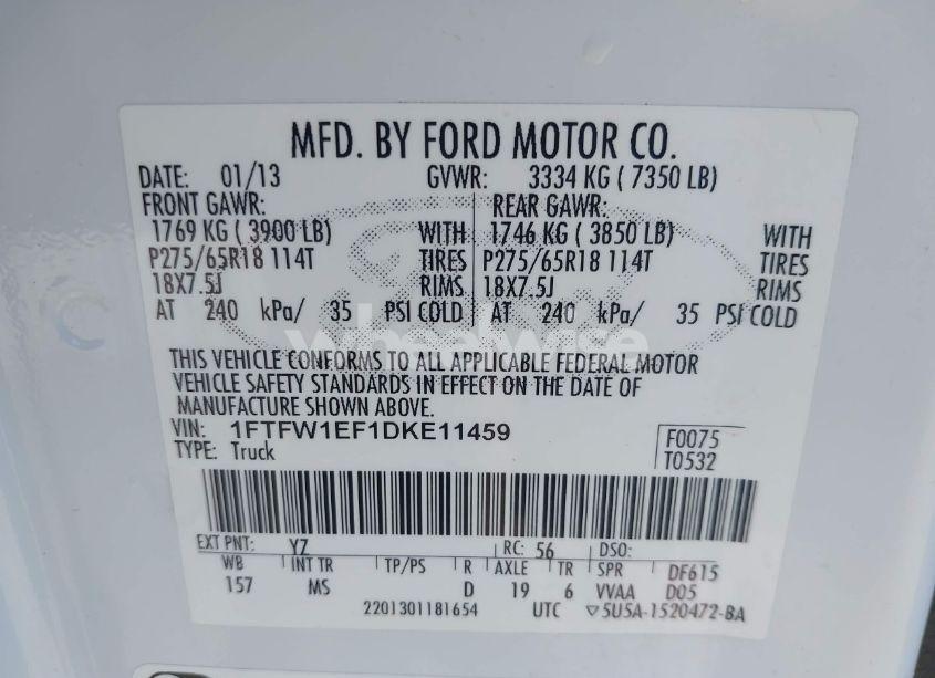 Photo 9 of 2013 Ford F-150 XLT (VIN 1FTFW1EF1DKE11459)