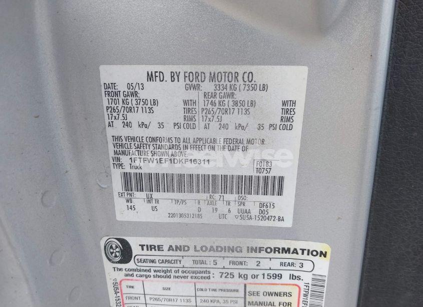 Photo 9 of 2013 Ford F-150 XLT (VIN 1FTFW1EF1DKF16311)