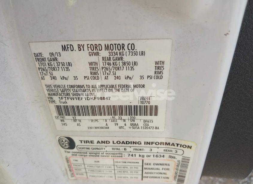 Photo 9 of 2013 Ford F-150 XL (VIN 1FTFW1EF1DKF98847)