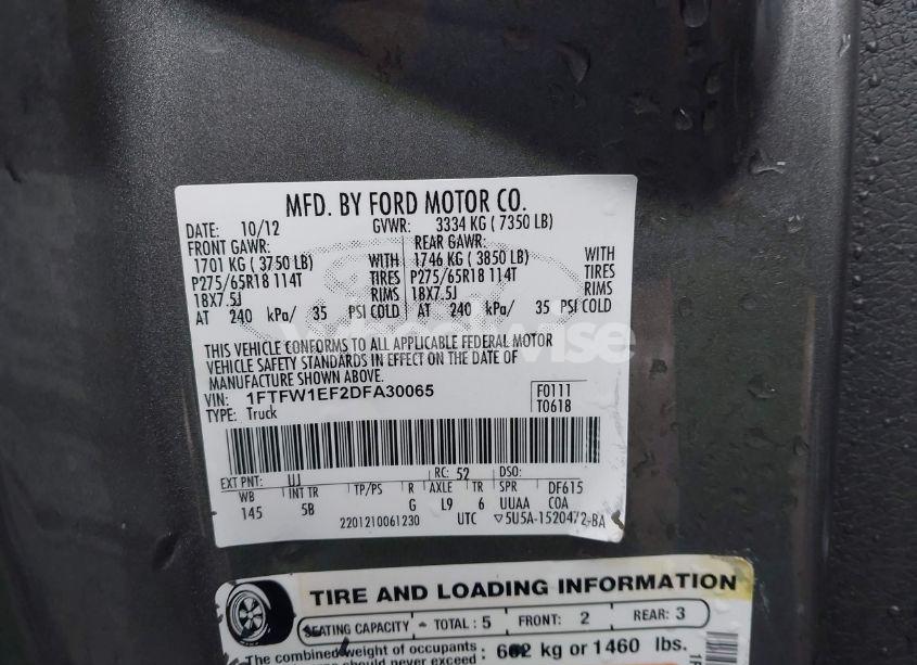 Photo 9 of 2013 Ford F-150 FX4 (VIN 1FTFW1EF2DFA30065)